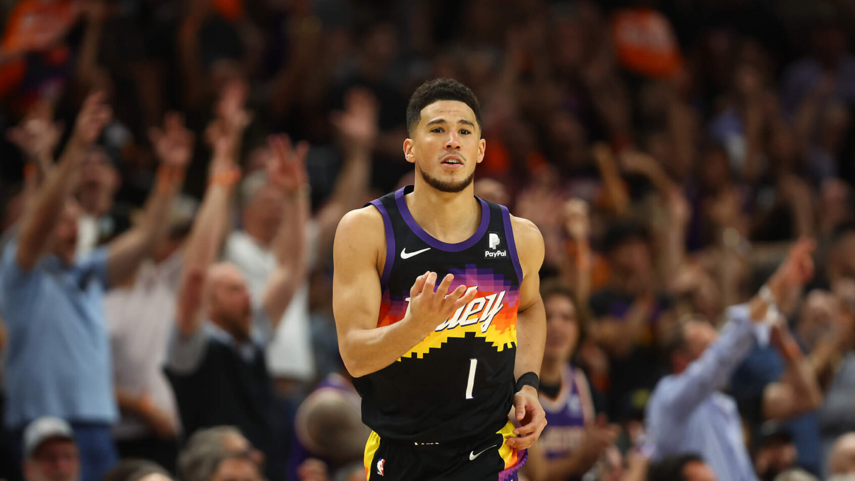Devin Booker reaction after making shot