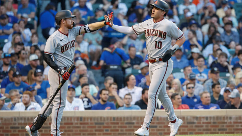 Arizona Diamondbacks third baseman Josh Rojas celebrating at home plate