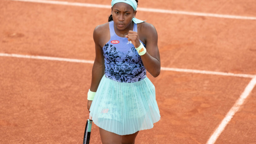 Coco Gauff reacts, French Open