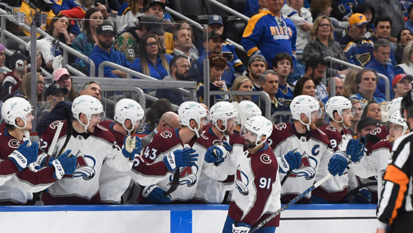 Colorado Avalanche center Nazem Kadri celebrating a goal