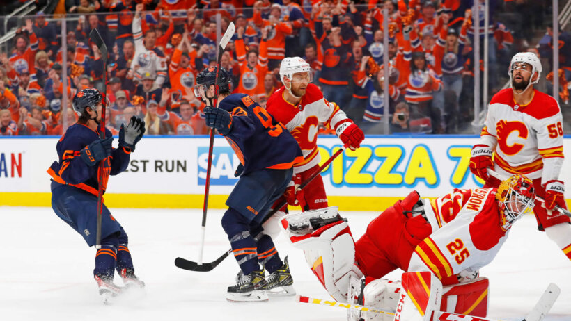 Ryan Nugent-Hopkins celebrating a goal