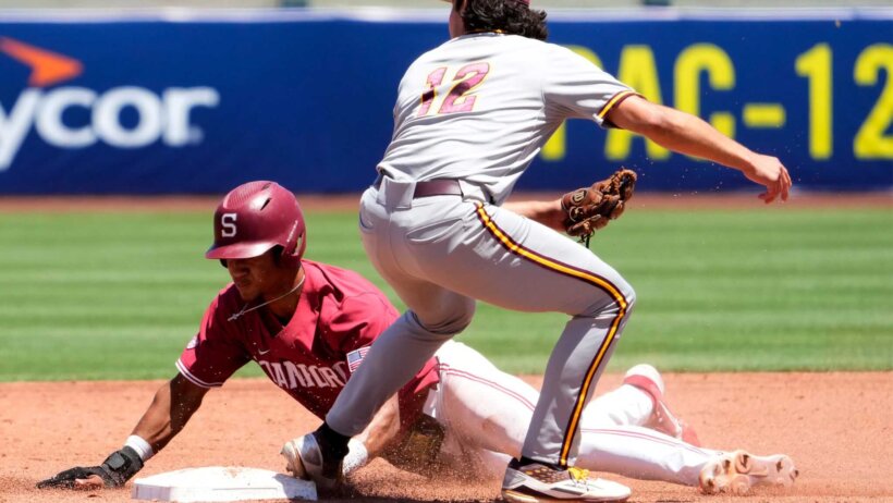 Stanford's Braden Montgomery slides into second