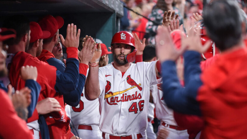 Paul Goldschmidt celebrates, St. Louis Cardinals