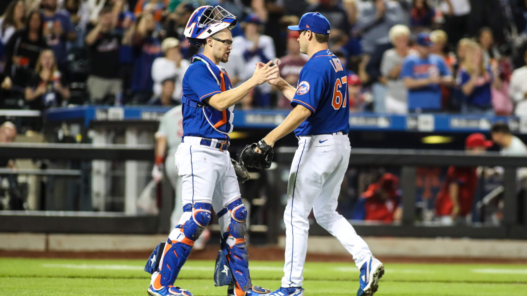 Patrick Mazeika and pitcher Seth Lugo