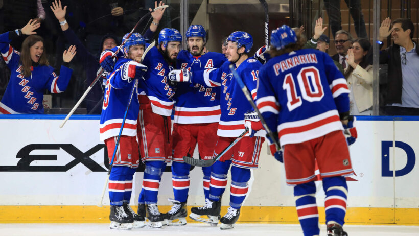 New York Rangers celebrating a goal