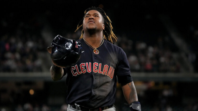 Jose Ramirez without his helmet on