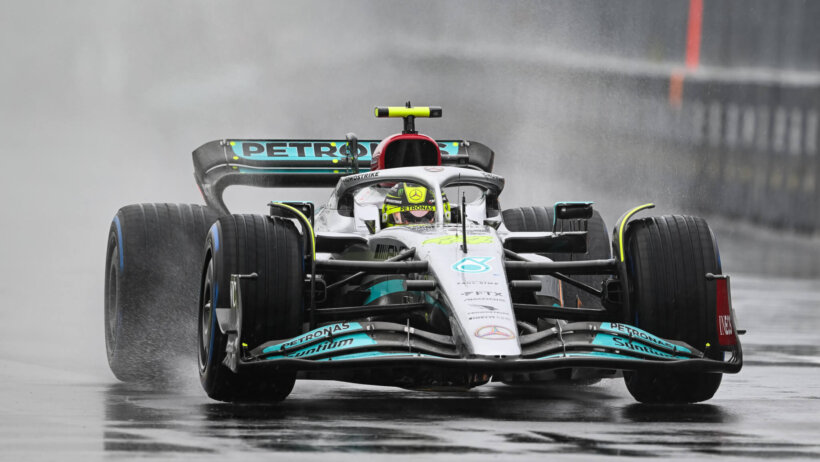 Mercedes driver Lewis Hamilton on the track in Montreal
