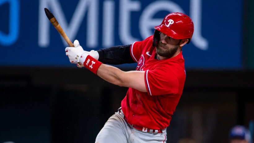 Bryce Harper shatters his bat