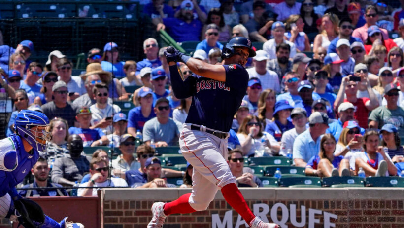 Boston Red Sox third baseman Rafael Devers at the plate