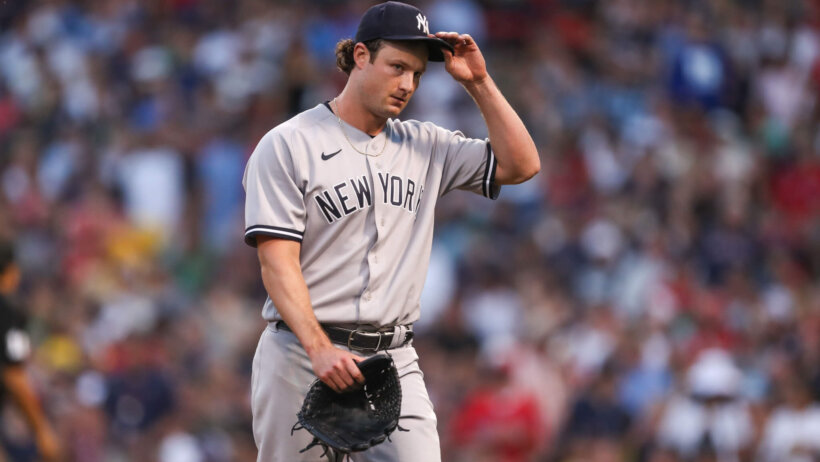 Gerrit Cole walking off the mound
