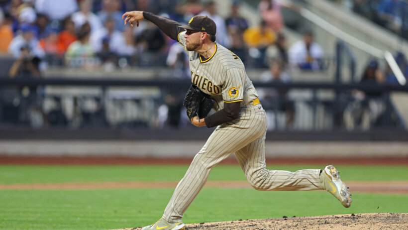 San Diego Padres starting pitcher Joe Musgrove throwing a pitch