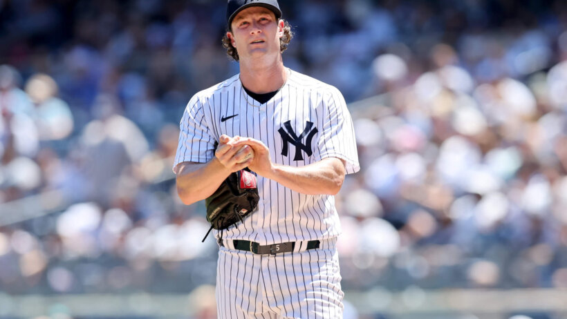 New York Yankees starting pitcher Gerrit Cole on the mound