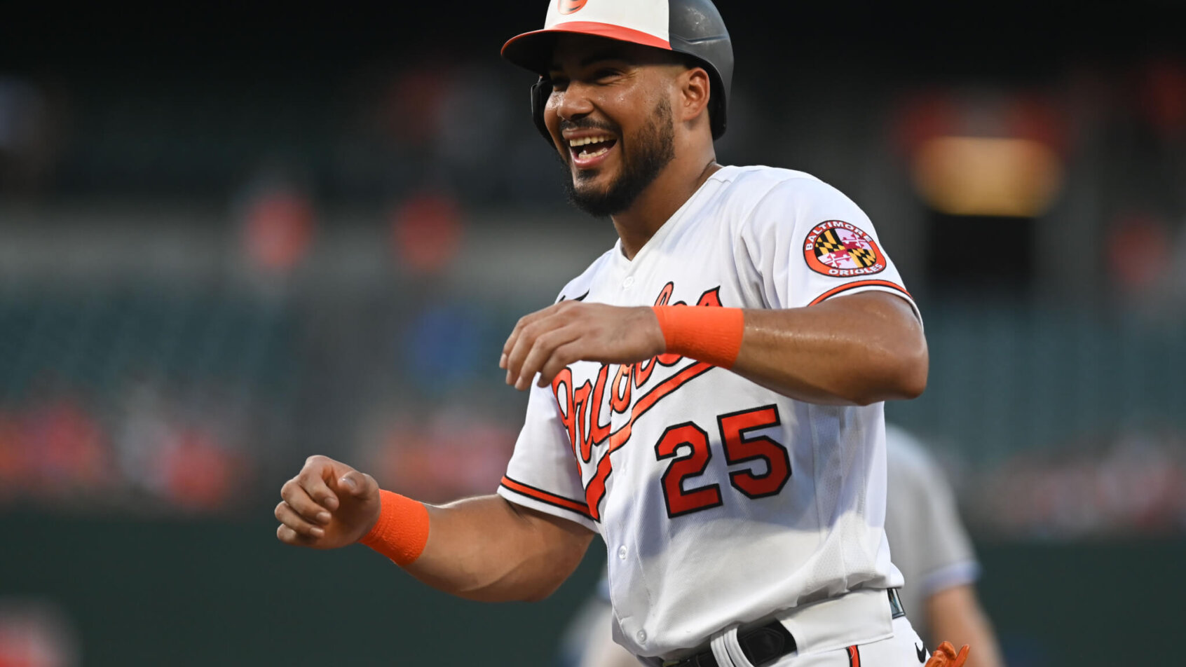 Anthony Santander celebrates a hit