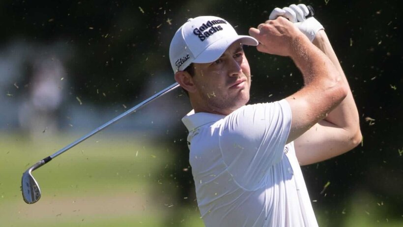 Patrick Cantlay hitting a shot from the fairway