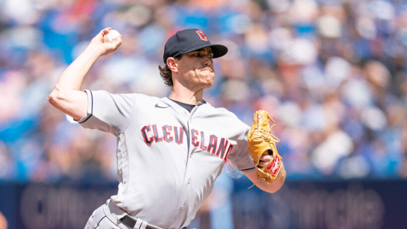 Shane Bieber delivers a pitch