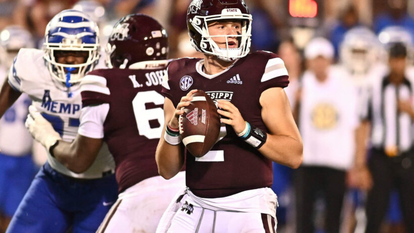 Mississippi State Bulldogs quarterback Will Rogers (2) drops back to pass