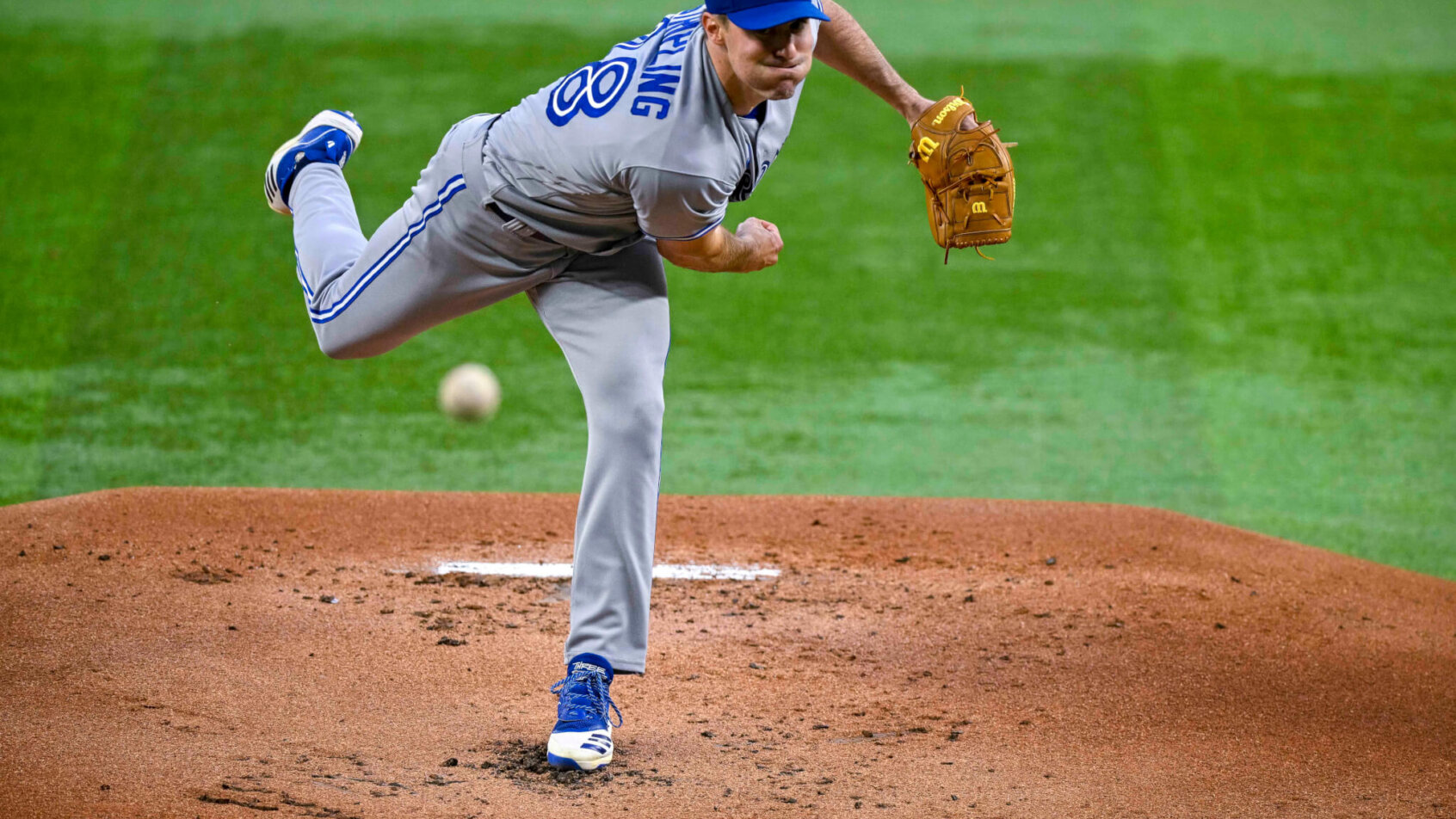 Ross Stripling pitching for the Toronto Blue Jays