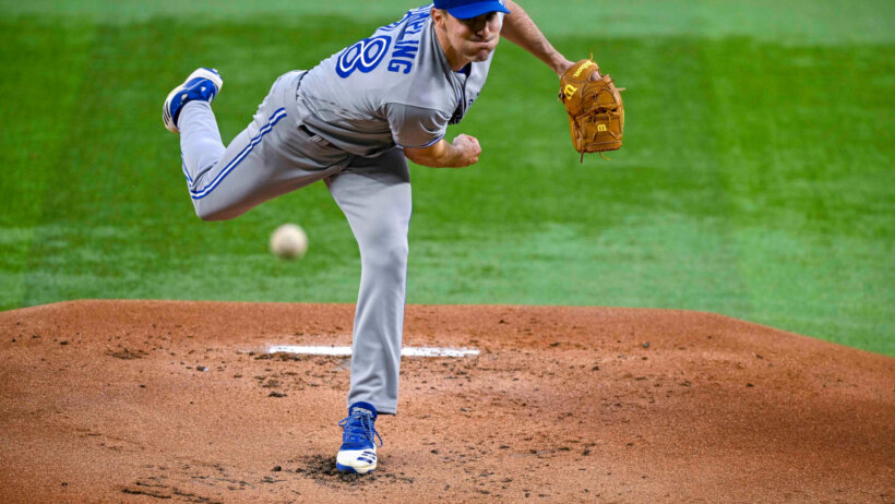 Ross Stripling pitching for the Toronto Blue Jays