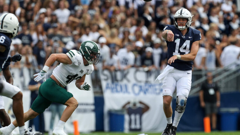 Penn State Nittany Lions quarterback Sean Clifford throws a pass
