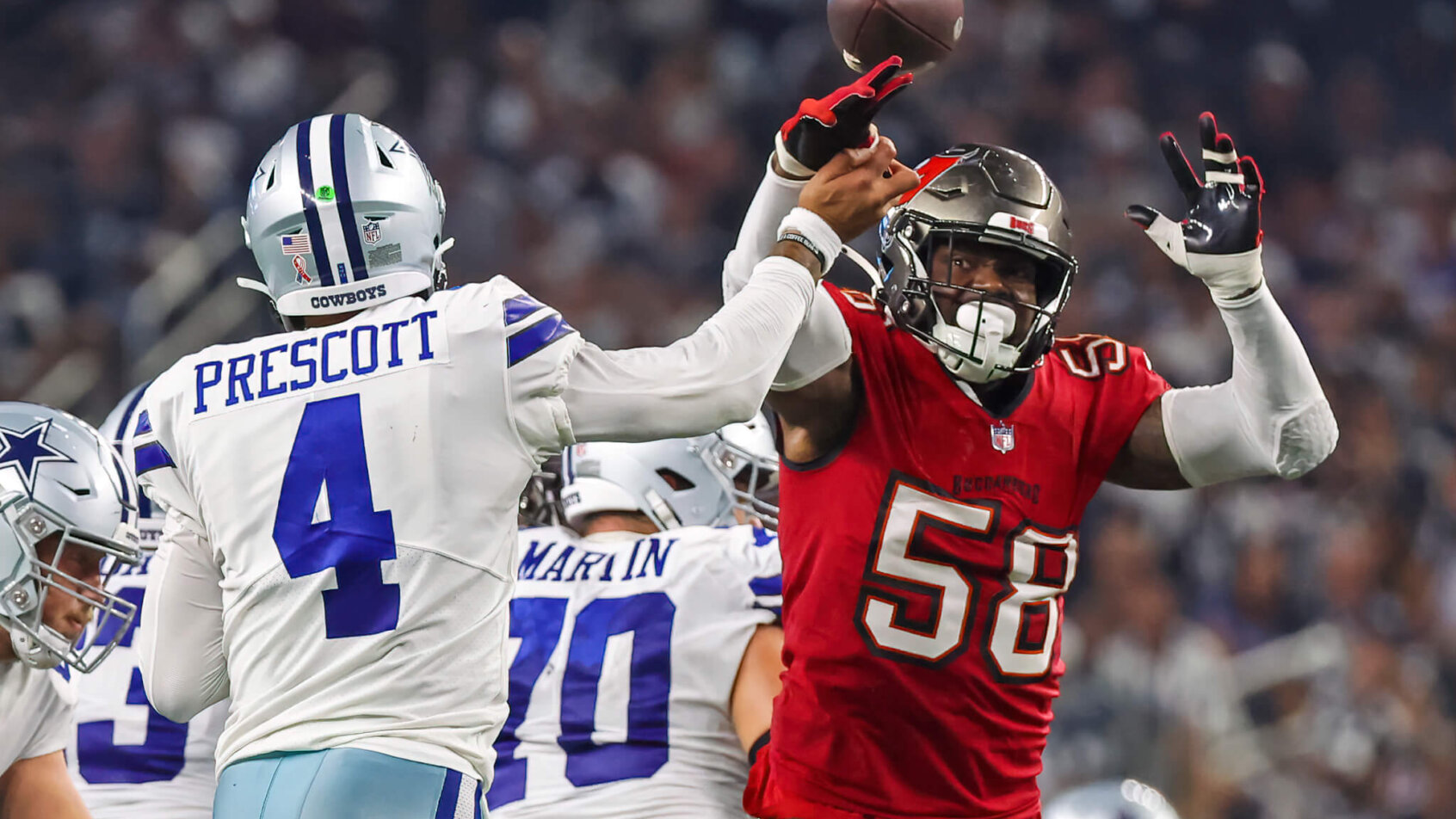 Cowboys QB Dak Prescott broke his thumb on this play in the season opener against the Buccaneers