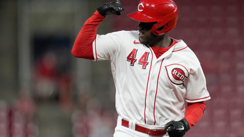 Aristides Aquino home run celebration