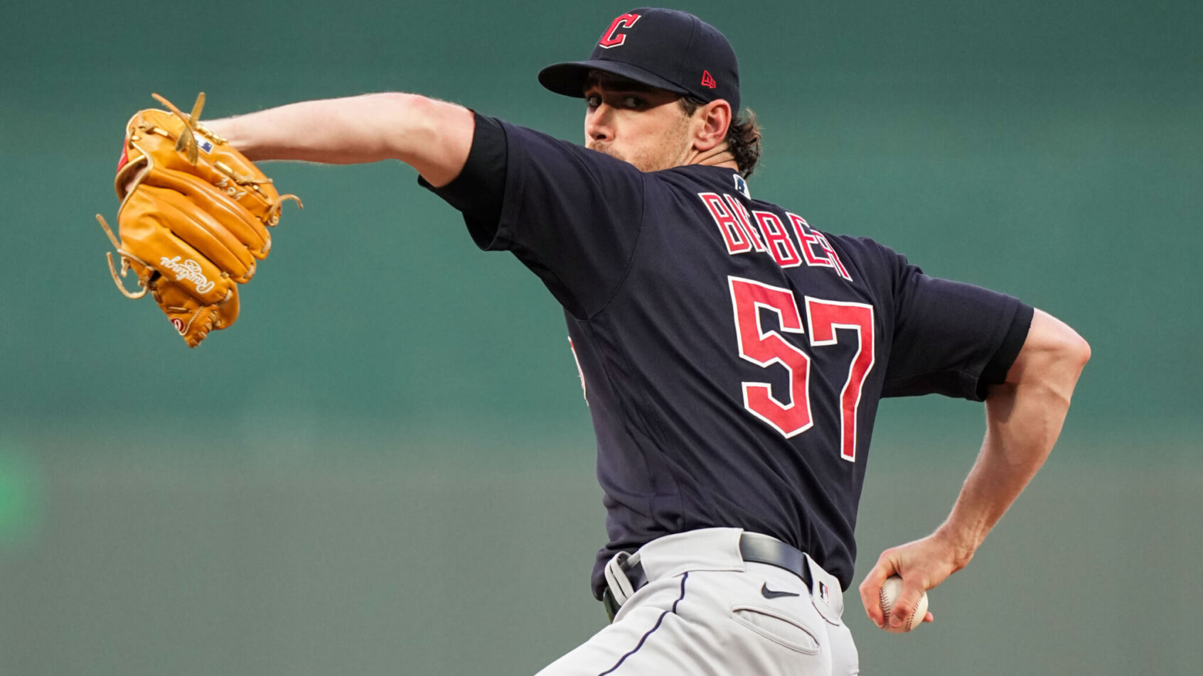 Shane Bieber delivers a pitch
