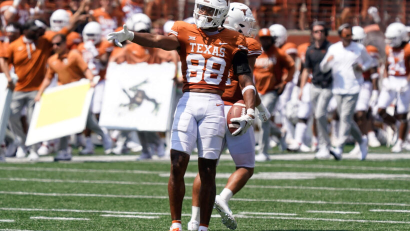 Casey Cain signals for a first down after catching a pass