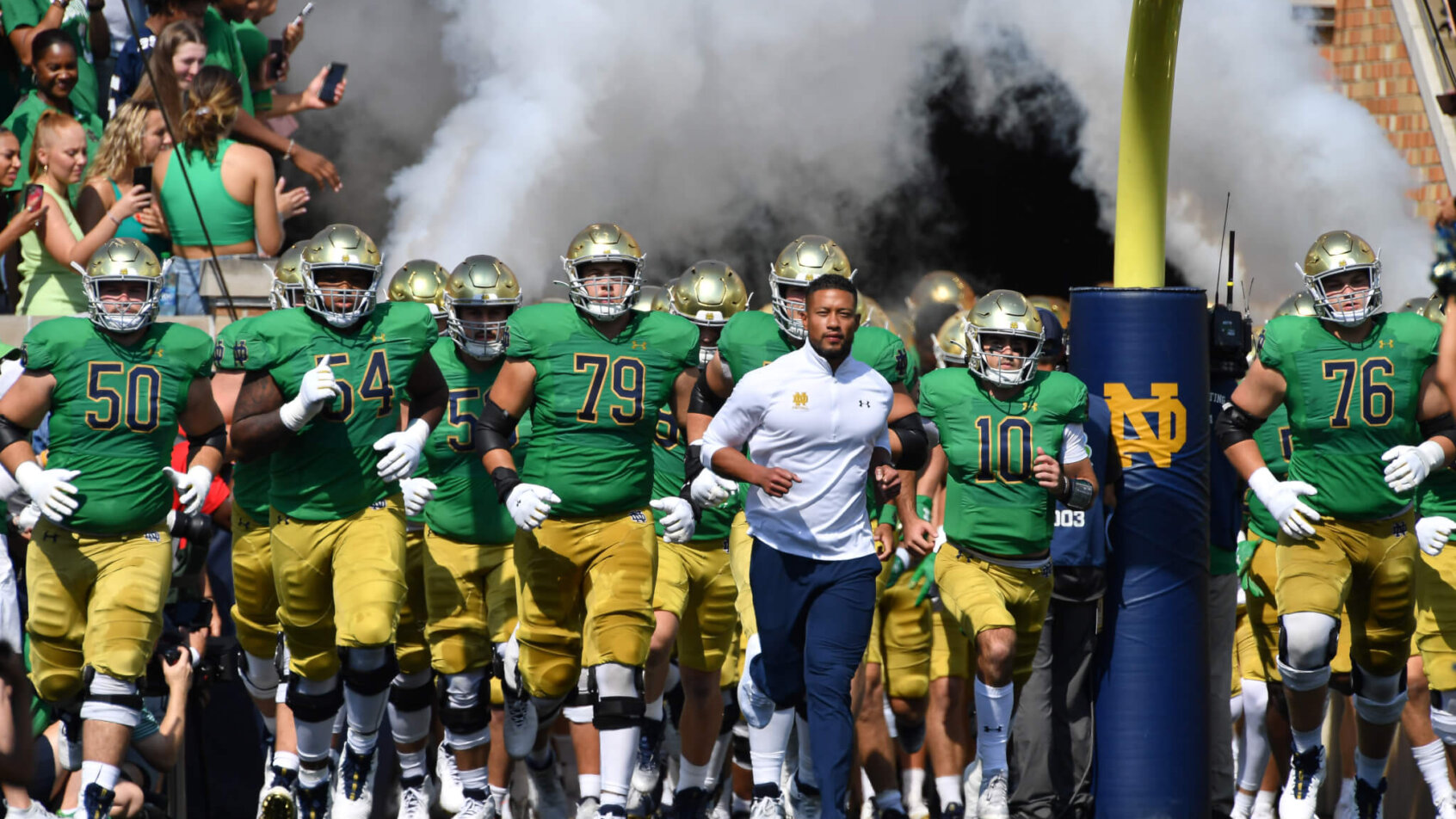 Notre Dame runs out onto the field
