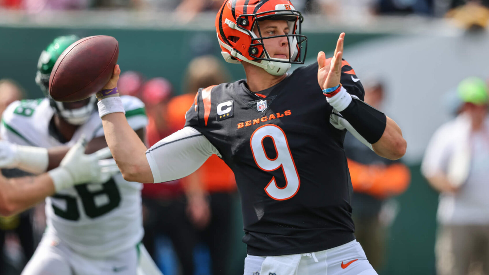 Joe Burrow launches a pass