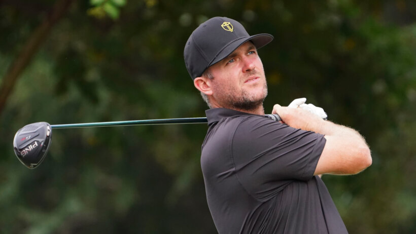 Taylor Pendrith admires a tee shot