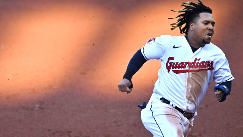 Jose Ramirez Rounding Third Base