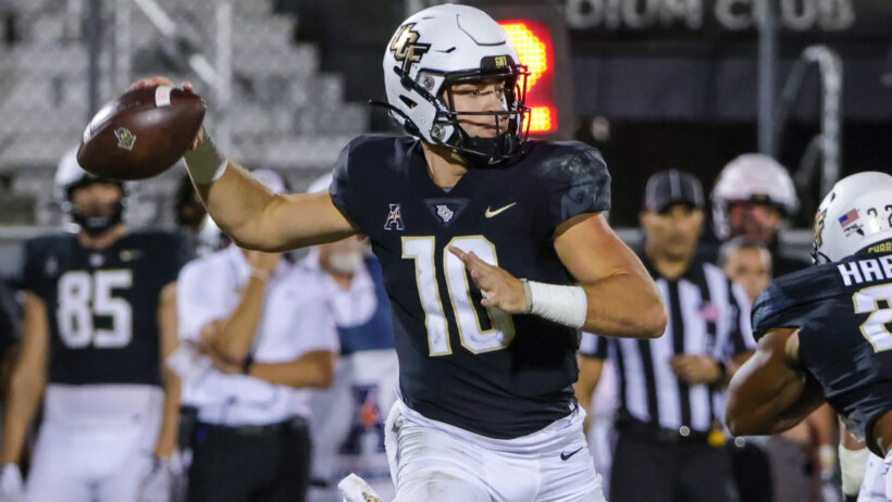 UCF Knights quarterback John Rhys Plumlee looks to pass