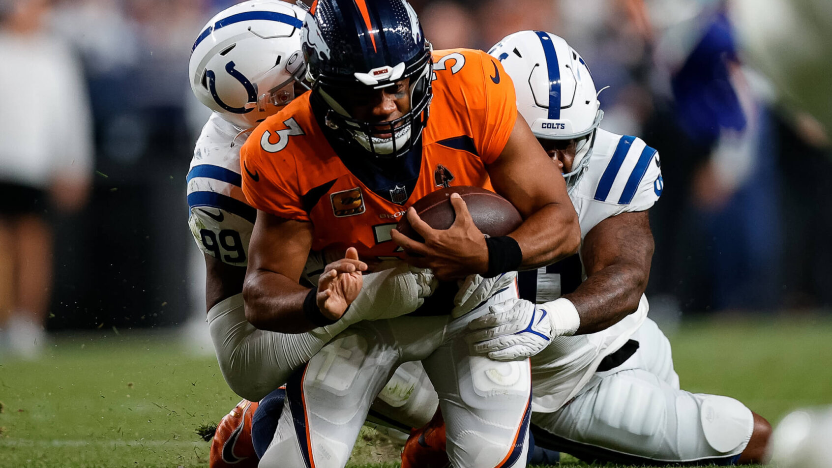 Russell Wilson sacked by the Colts