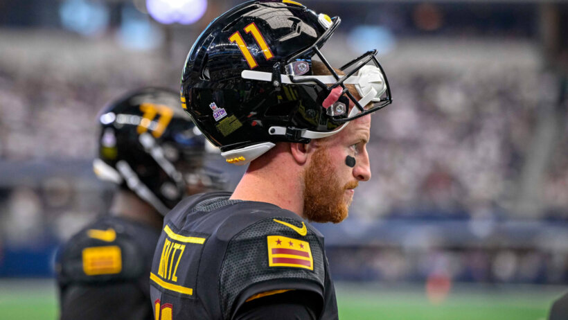 Carson Wentz dejected on the sidelines