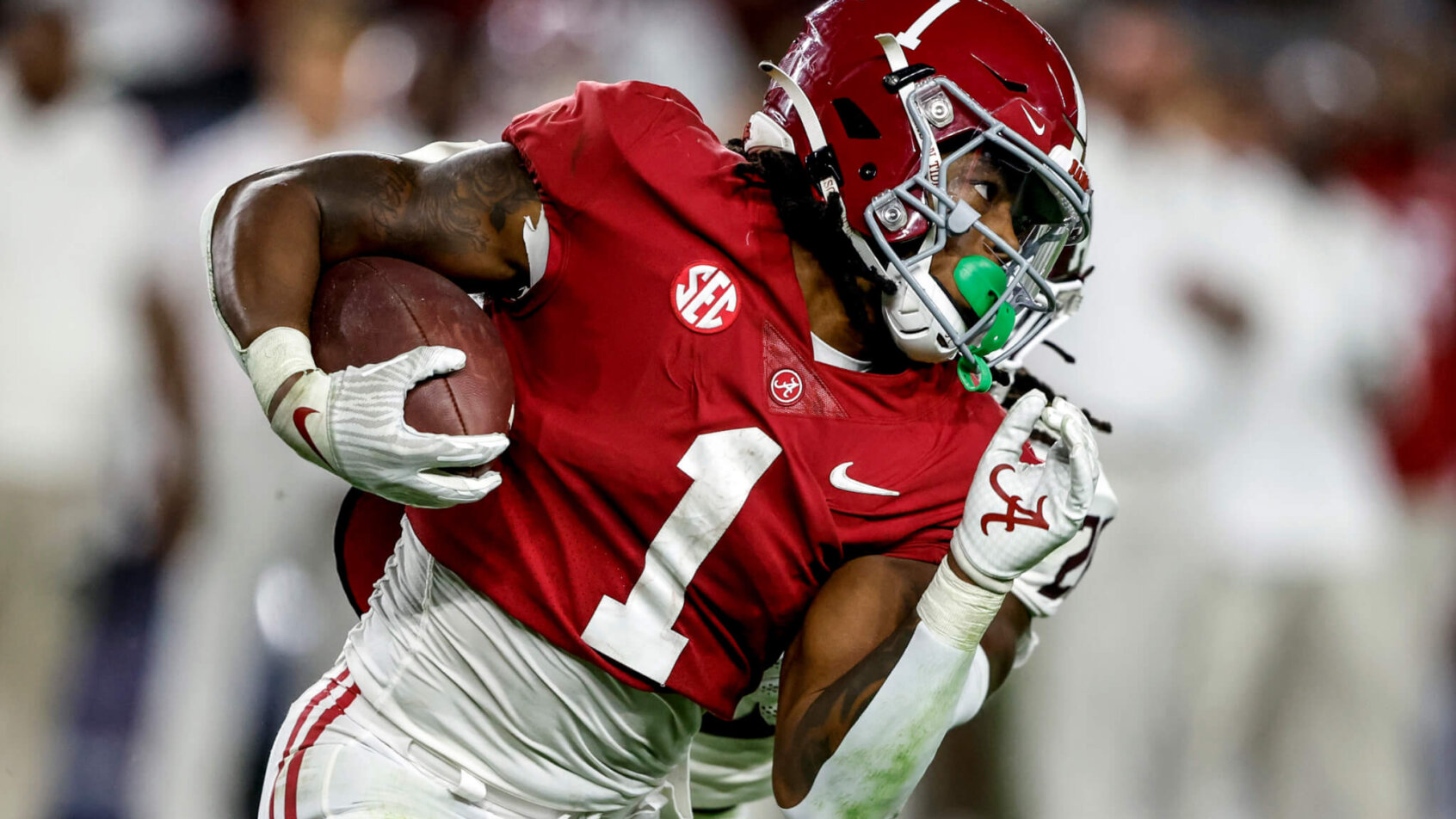 Alabama Crimson Tide running back Jahmyr Gibbs carries the ball