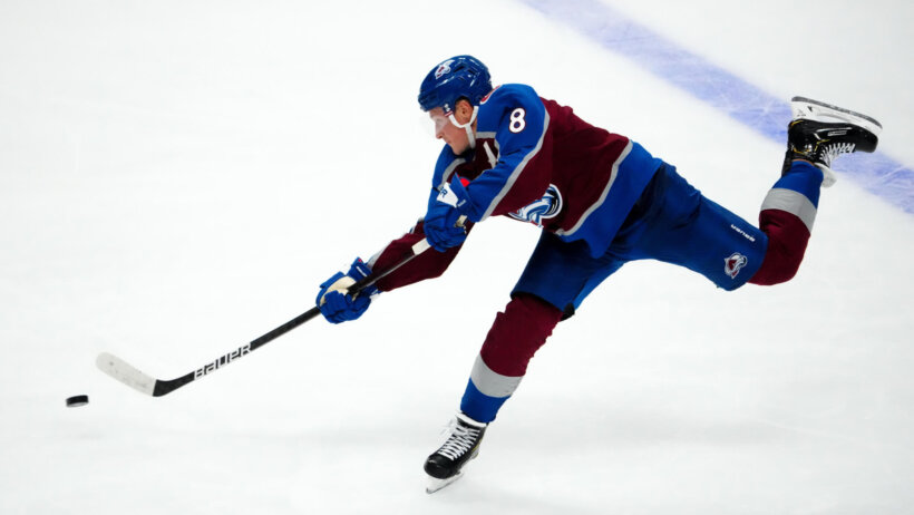 Colorado Avalanche defenseman Cale Makar shoots the puck