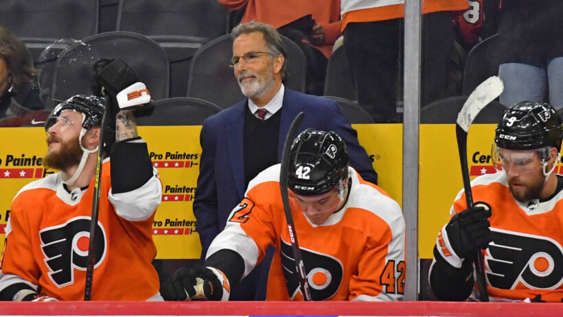 Philadelphia Flyers head coach John Tortorella behind the bench