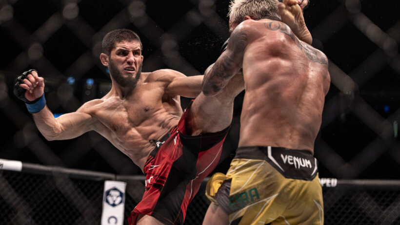 Charles Oliveira fighting Islam Makhachev
