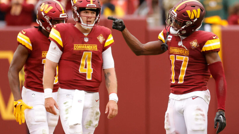 Washington Commanders players celebrate