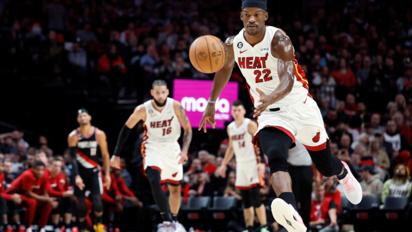 Jimmy Butler chases after a loose ball