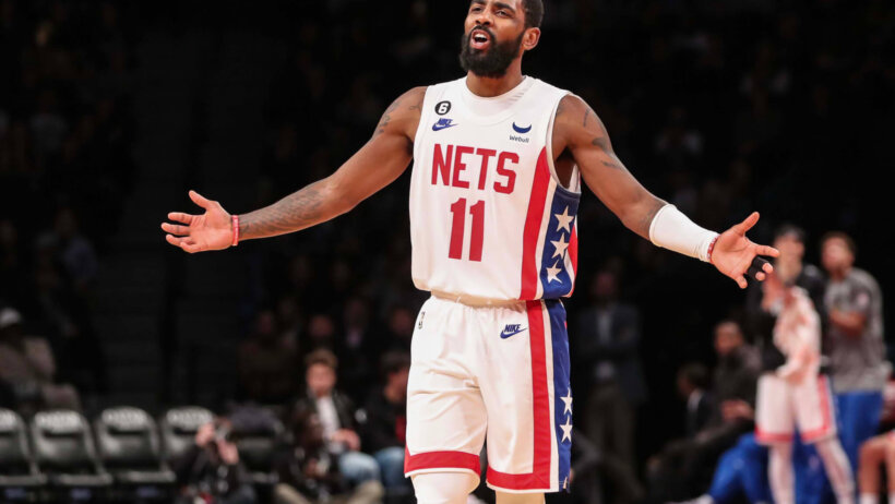 Kyrie Irving arms out frustrated
