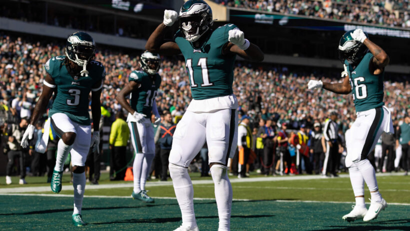 AJ Brown dancing with teammates