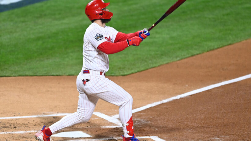 Phillies star Bryce Harper hits a HR in the World Series