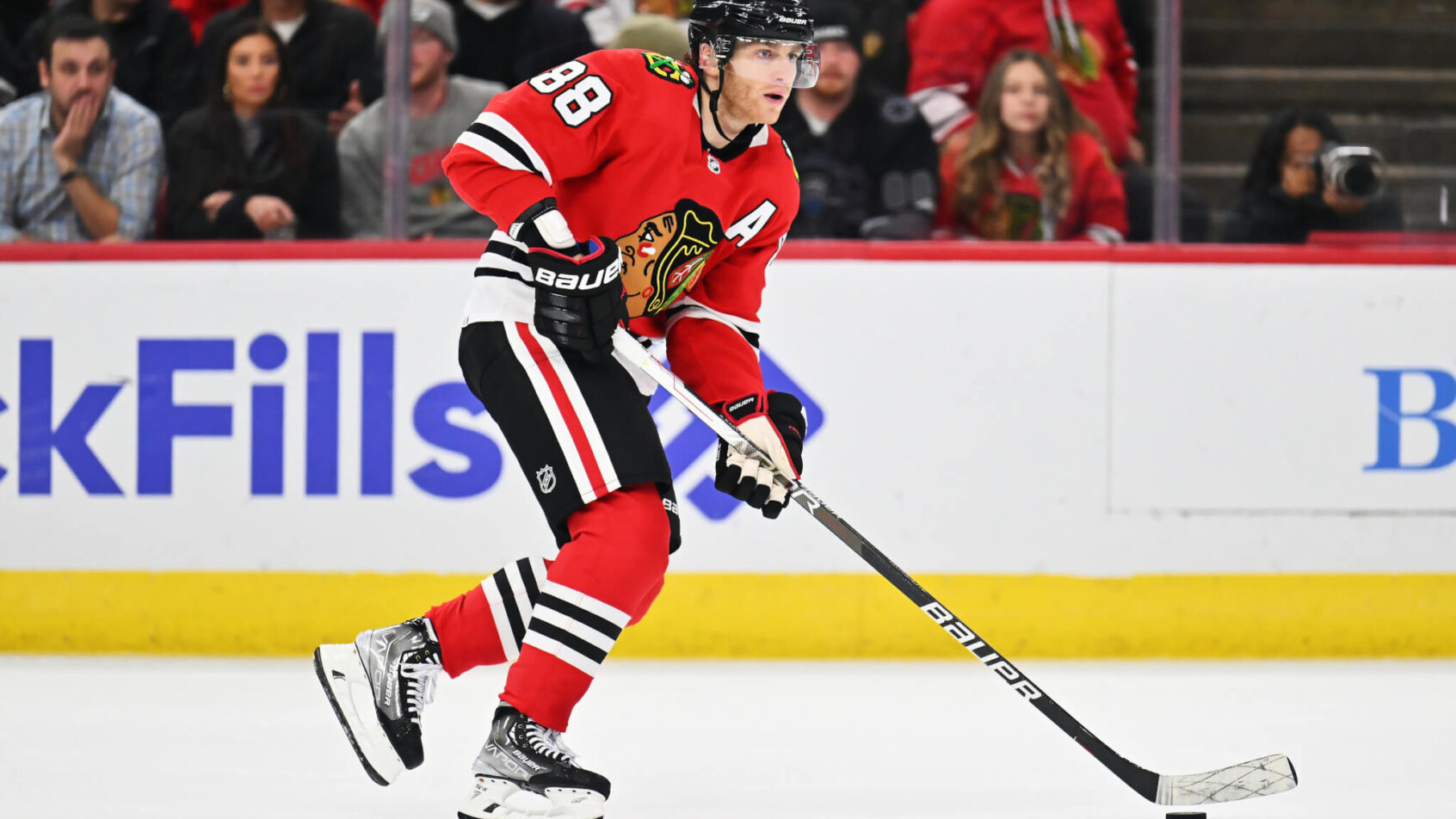Chicago Blackhawks forward Patrick Kane skates