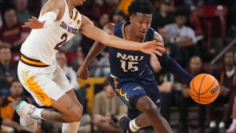 NAU Lumberjacks guard Jalen Cone runs back on defense