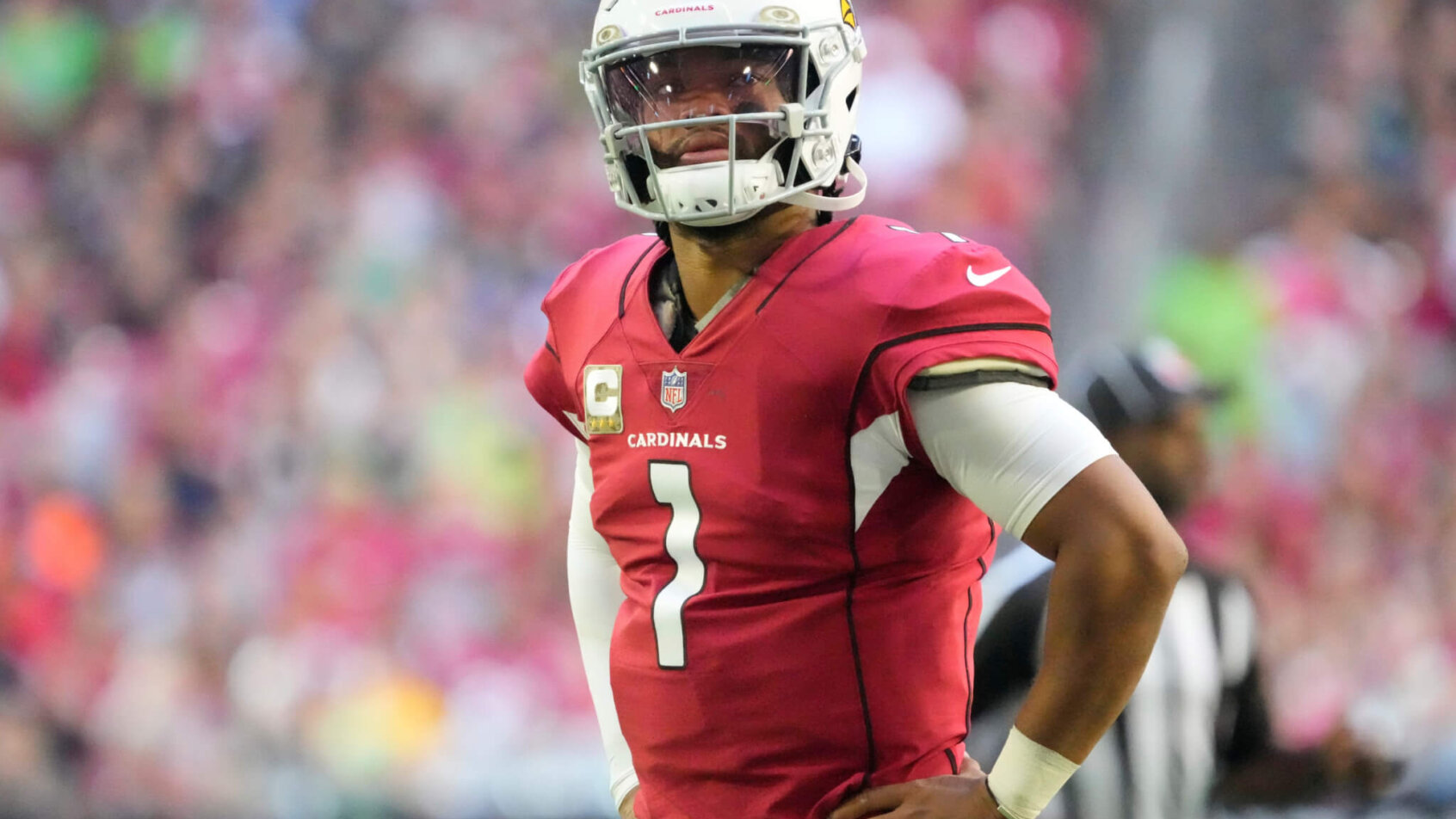 Kyler Murray during a stoppage in play