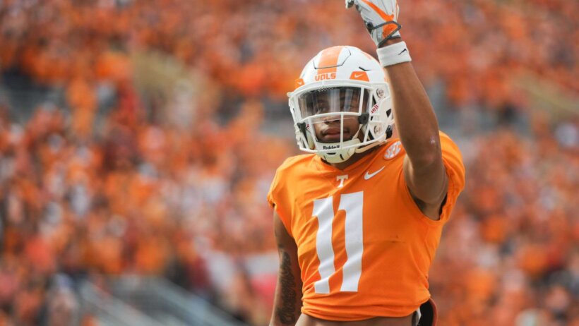 Tennessee wide receiver Jalin Hyatt celebrates