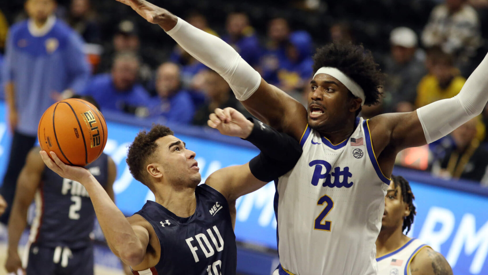 Sebastien Lamaute drives versus a Pitt defender