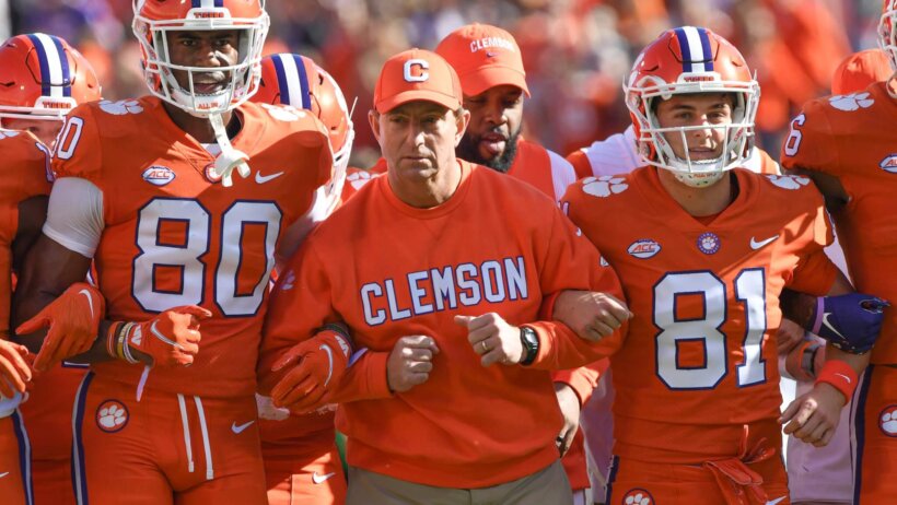 Clemson Tigers walking onto field