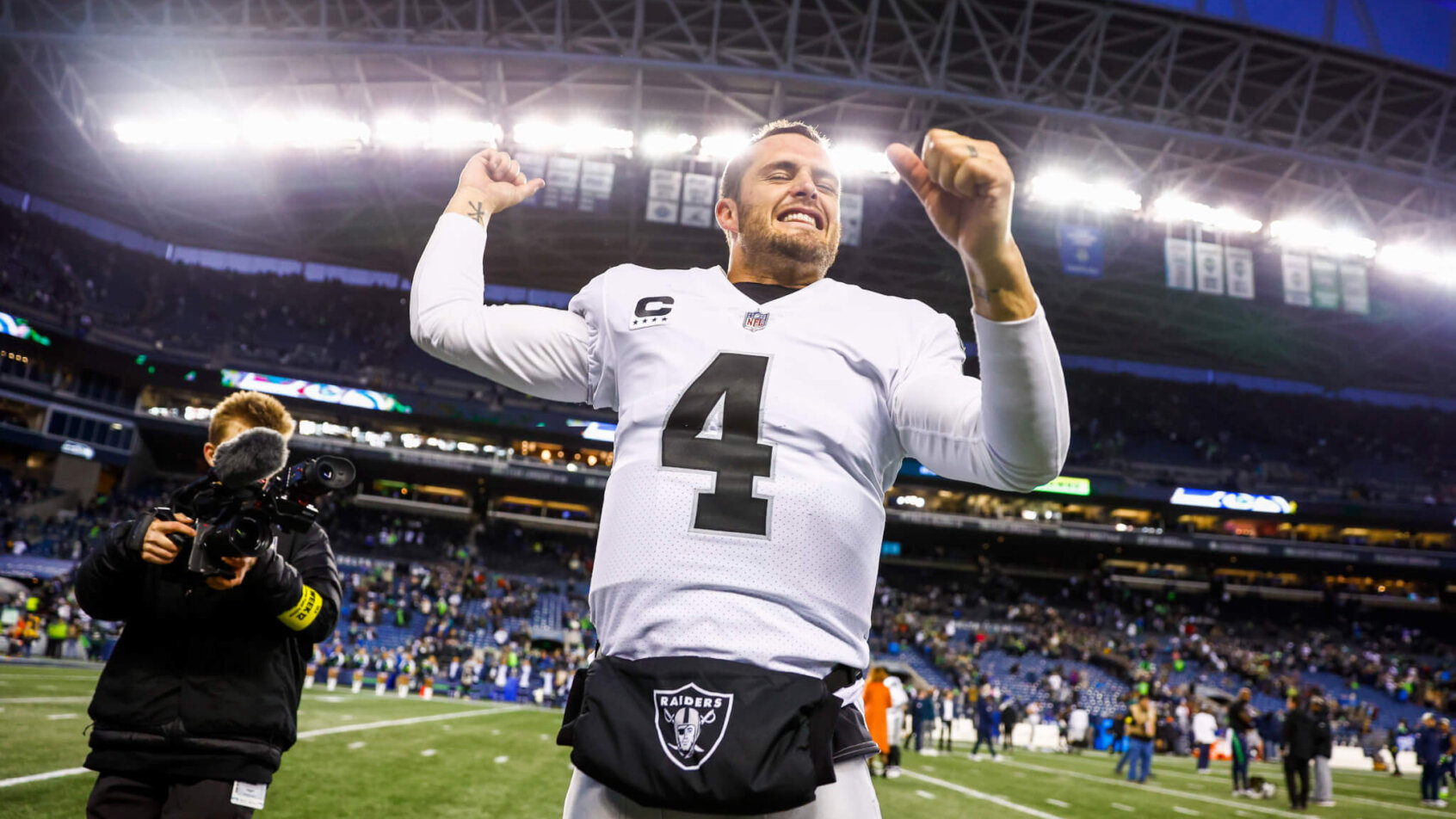 Derek Carr celebrates a win